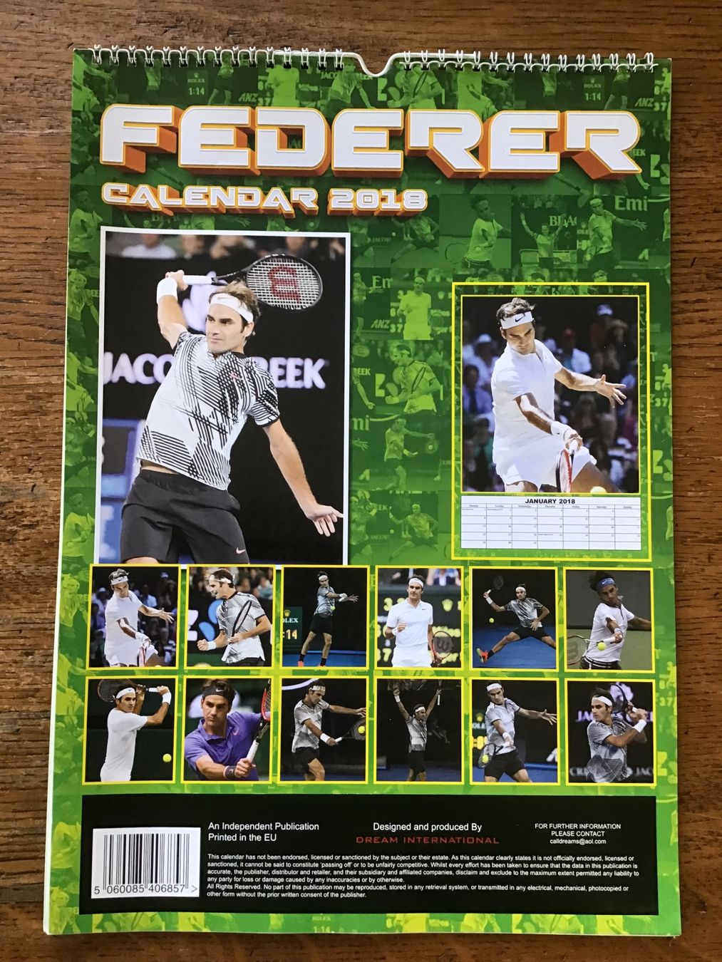 Calendari: Calendrier 2018 Roger Federer + poster – Usato da Fully venduto da Ruby97 5