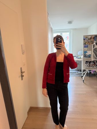 Red Sandro Paris Leather Jacket Gr.36