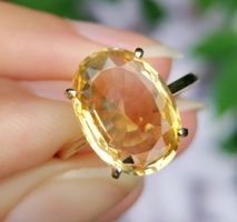 Verlobungsring ✨Antik Gelb-Oranger Citrin Ring 14ct 585 Gold