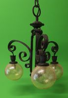 Massive Vintage Schmied-Eiserne Deckenlampe / 37