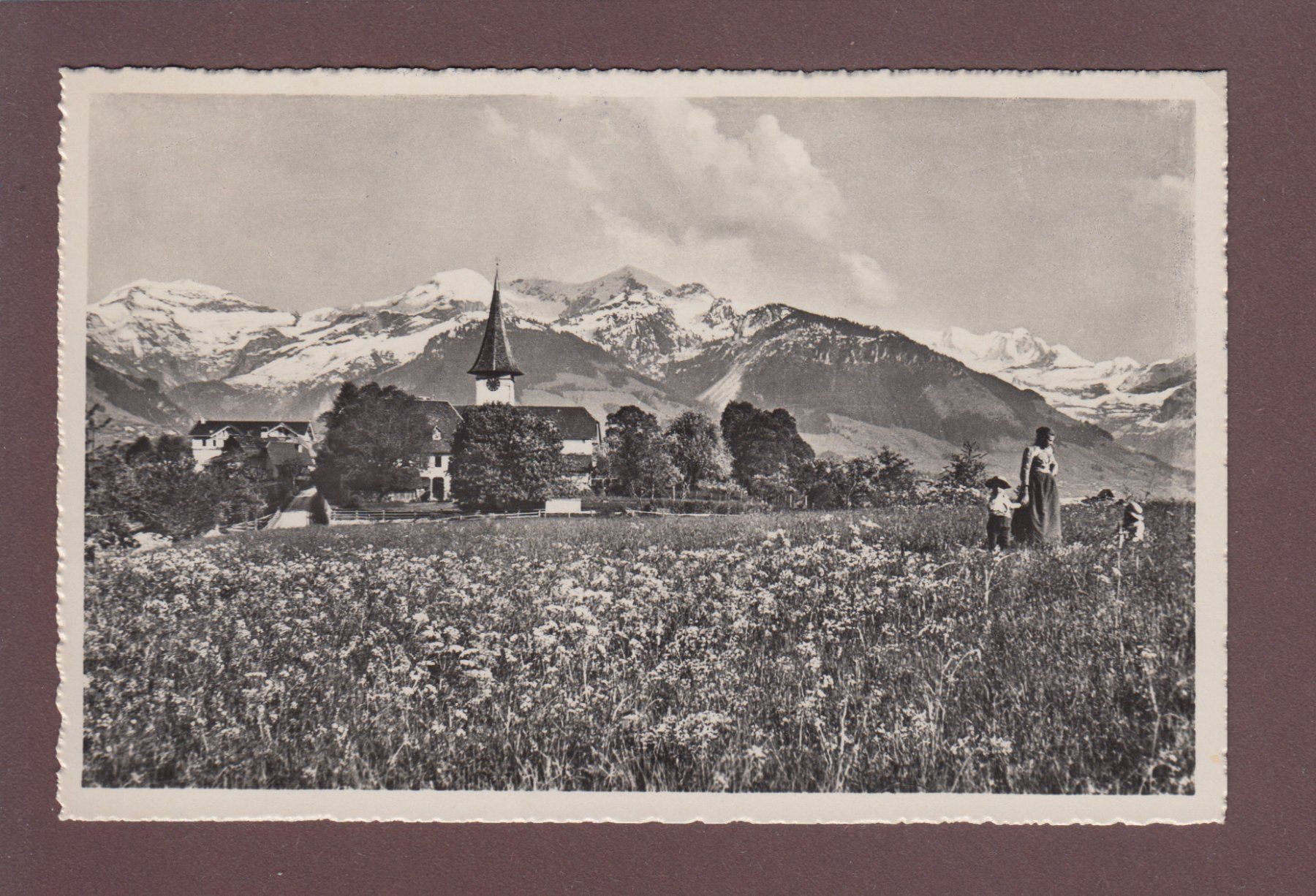 Cartoline postali: AESCHI - Kirche - Leute - 1950 Hotel Stempel – Usato da Pully venduto da nicecards
