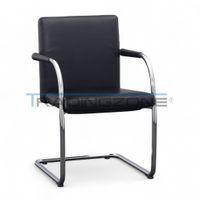 Vitra Visasoft Freischwinger Echtleder Schwarz mit Armlehnen