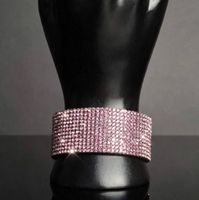 Bracciale con strass rosa, chiusura magnetica