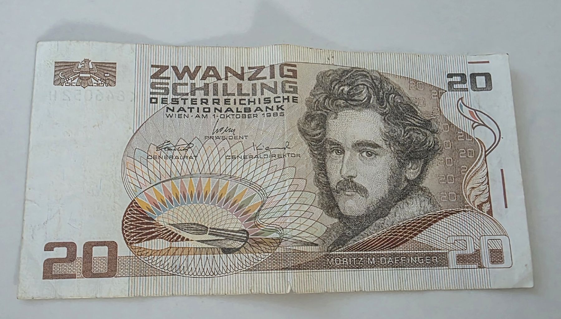 Banknoten: 20 Schilling 01.10.1986 – Gebraucht aus Niederuzwil von 262305 1