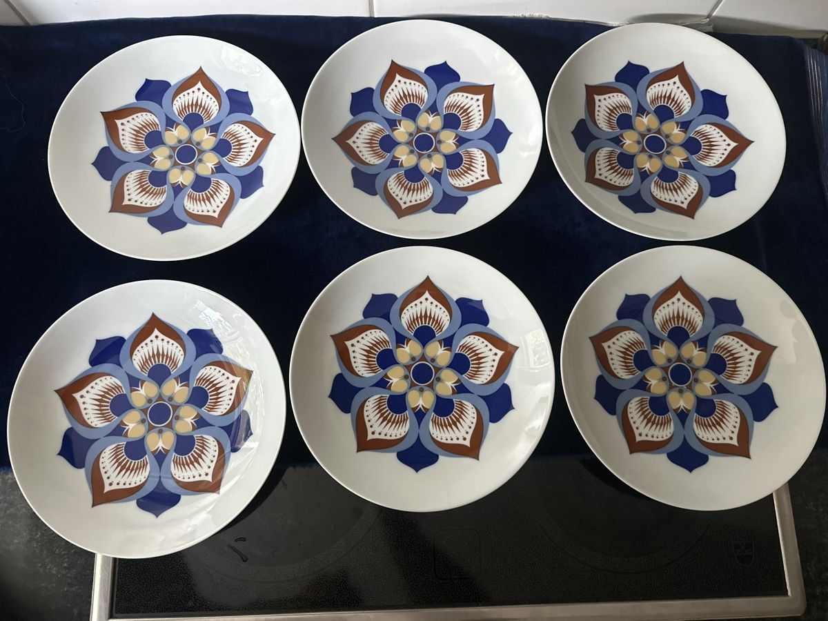 Teller: 6 Teller flach mit Blumenmuster Langenthal 1972 22cm  – Gebraucht aus Zürich von Chaeffeler
