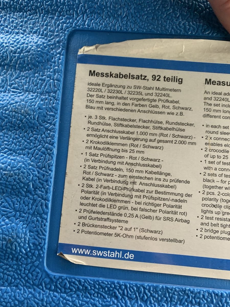 Tutti gli attrezzi: SW Stahl Messkabelsatz – Usato da Rikon im Tösstal venduto da Ventil1978