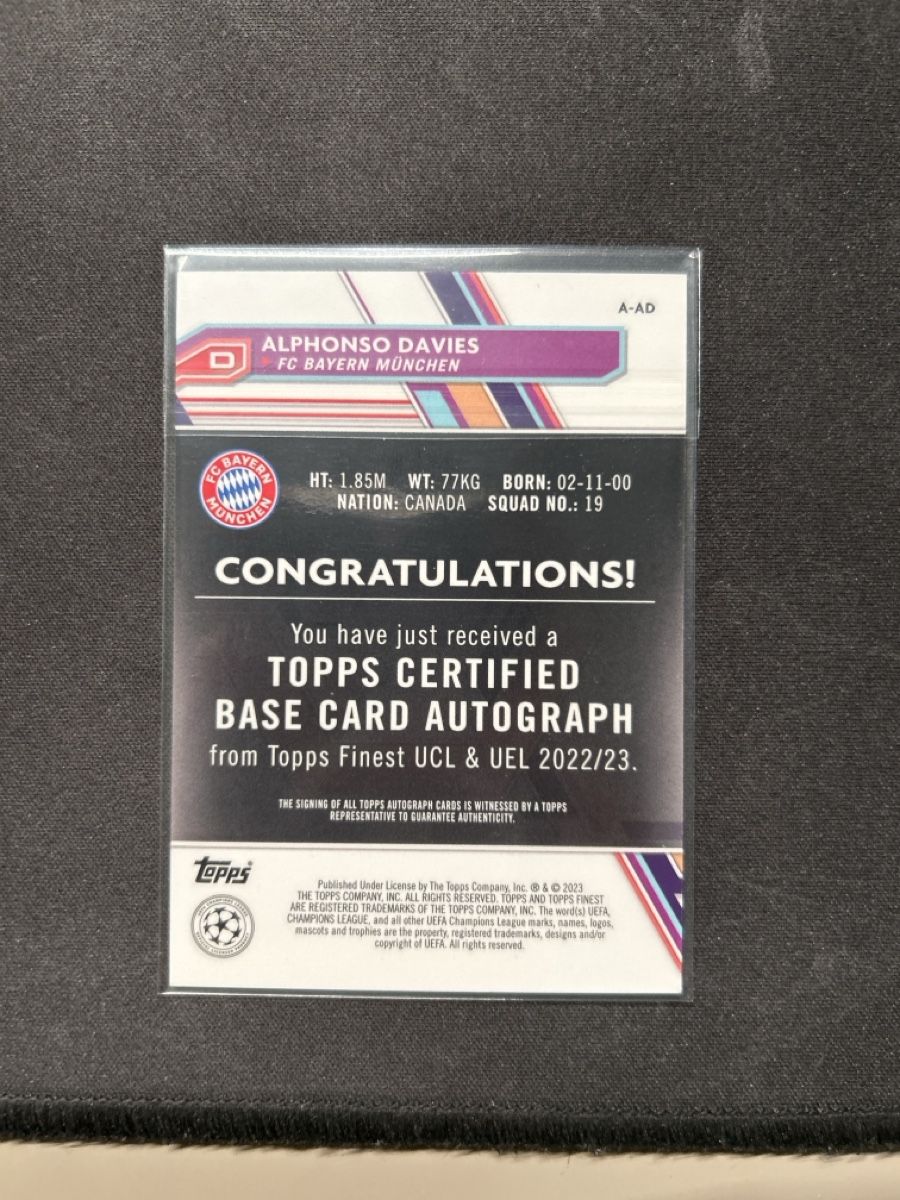 Topps Carte collezionabili: Topps finest Alphonso Davies auto /25  – Usato da Greppen venduto da hcv_cc2r 1