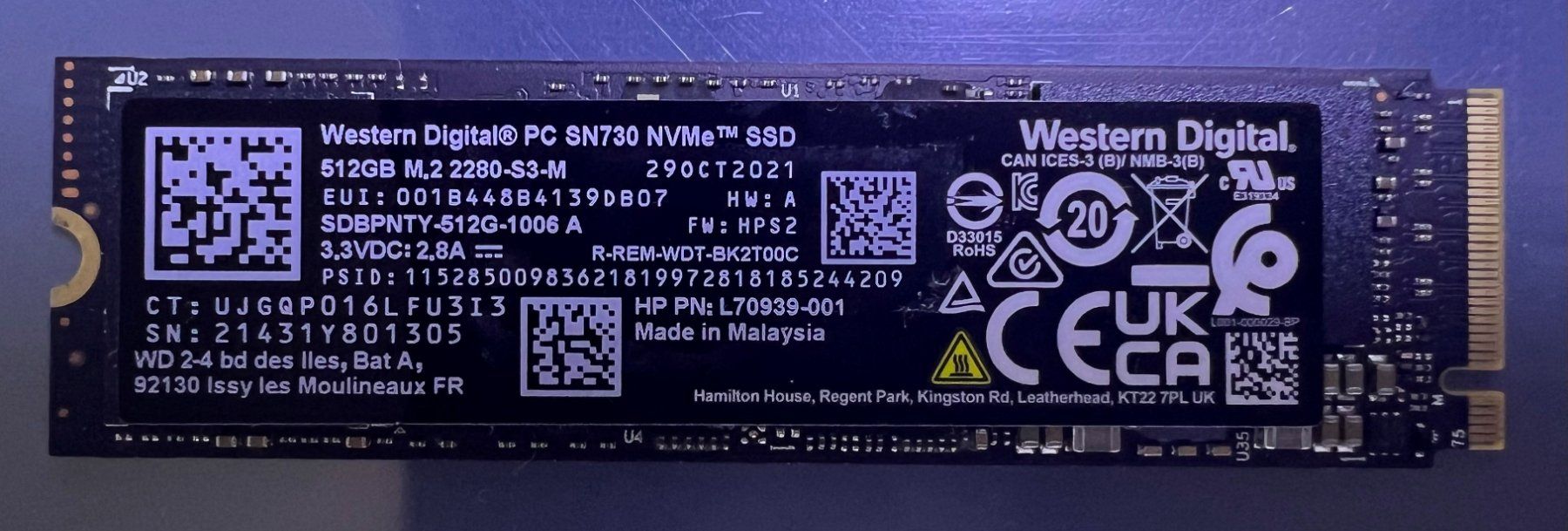 Western Digital Disques durs: Western Digital SSD M.2 512GB – D'occasion à Horgen par Lady_Wendy