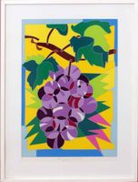 Weintraube, Ugo Nespolo (*1941),  Farbenfrohe Serigraphie