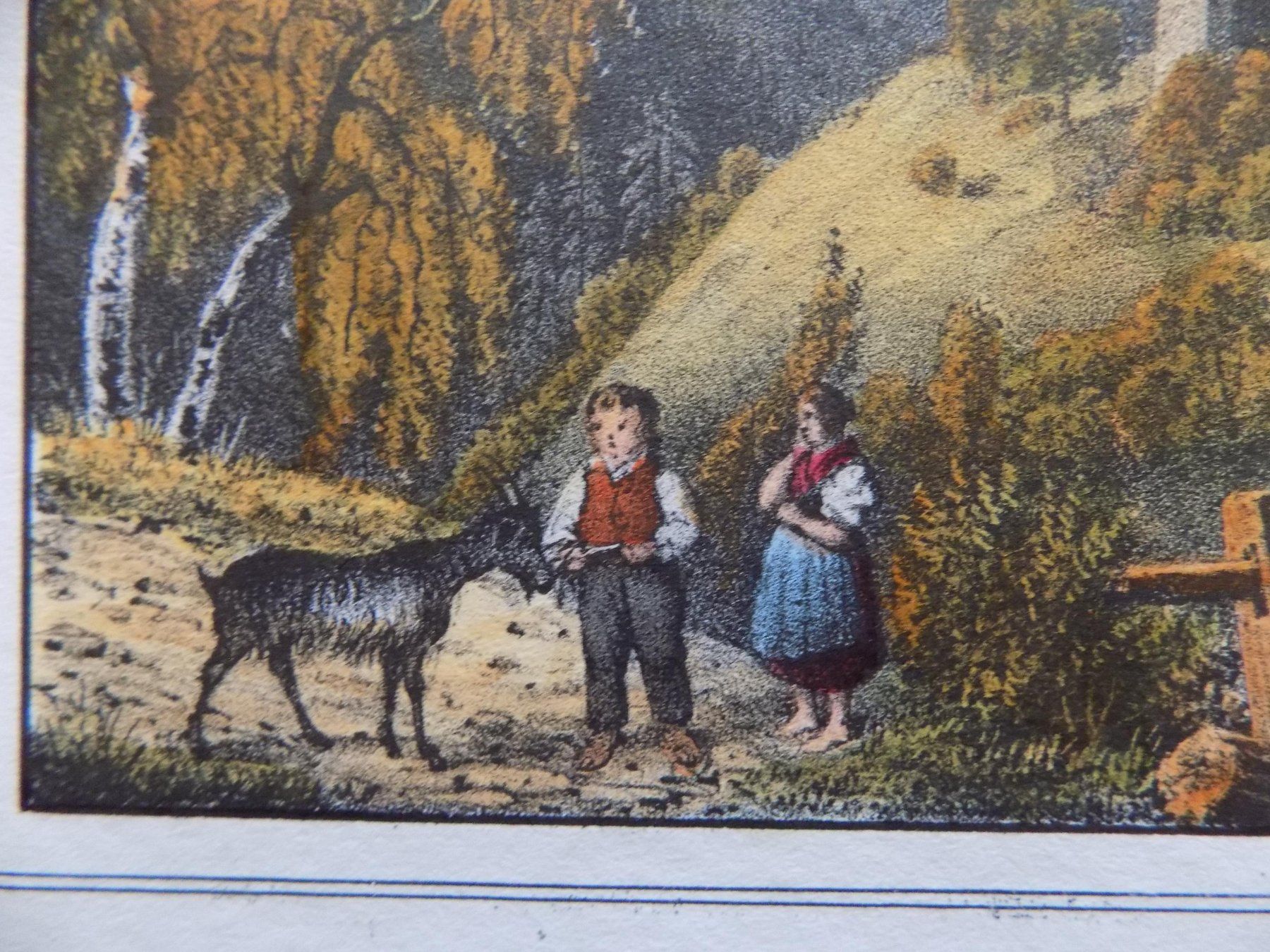 Stiche: Hoch Realta kolorierte Lithographie – Gebraucht aus Risch von Antikfee 4