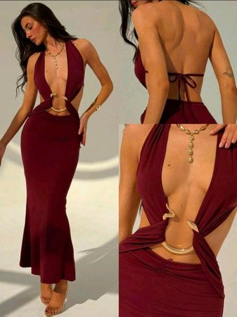 🆕️ Cut-Out Kleid - S - Bordeaux mit Schlangen-Detail 🐍 7️⃣