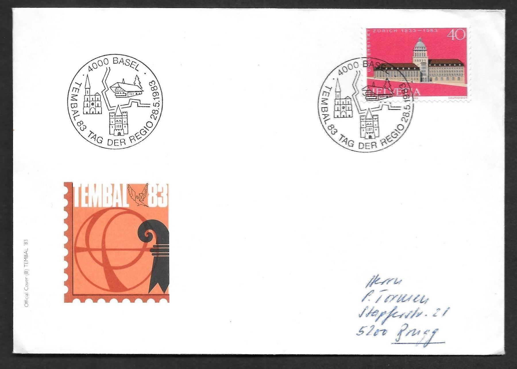 Alle Briefmarken: Sonderbrief S. 1138 Tembal Basel 28.5.1983 – Neu (gemäss Beschreibung) aus Olten von clotaldi