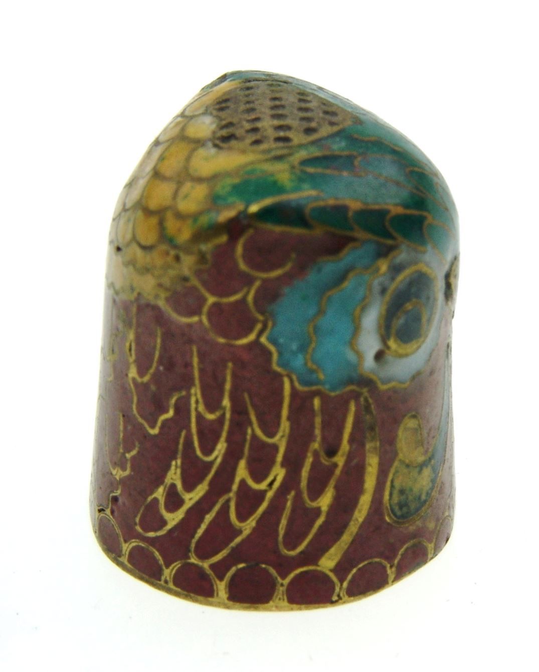 Ditali: Fingerhut - Cloisonne Uhu - Eulenkopf 3 – Usato da Langenthal venduto da hamster-raeumung 1
