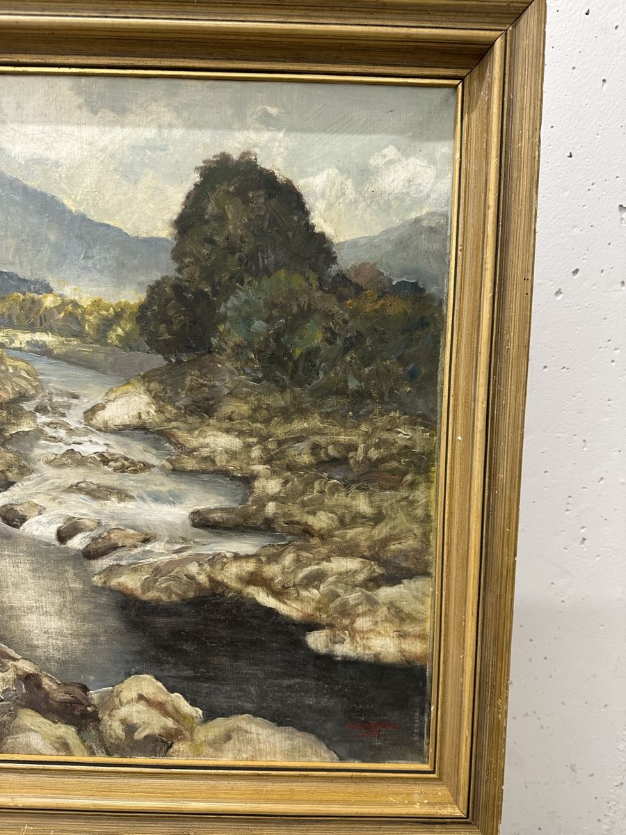 Dipinti: A.K. Werner, 1944, Flusslandschaft Gemälde – Usato da Ebikon venduto da Gaenggeliwaar 3