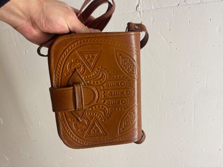 Vintage Ledertasche mit Muster, braun, Top Zustand!