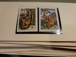 Lot de 2 Timbres rares Brésil 84 WWF - Macaco Muriqui