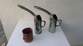 Blech Kannen - antik - 2 x 1 Liter - Messkanne 1 Liter