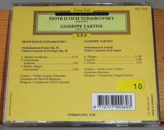 CD: Eugène Schaeffer, Ivan Serkov - G. Tartini, P. Tchaikovsky – Usato da Unterbäch venduto da dadin 1
