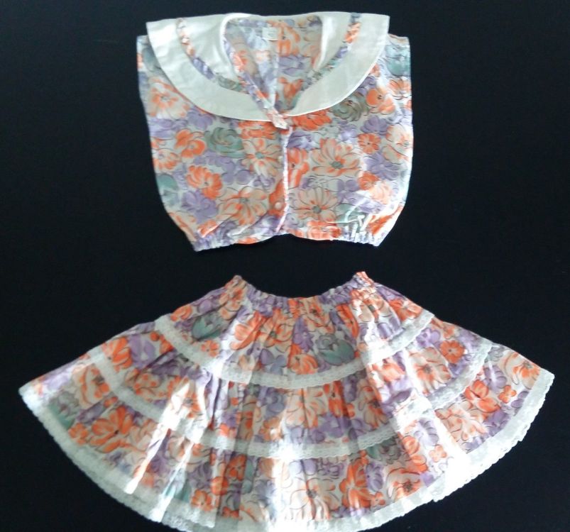 Mädchen 2-teiler Sommer Outfit - Baumwolle Paperbag Hose & Ärmelloses Top Mit Blumenmuster