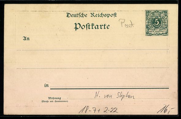 Entiers postaux: Dr. Heinrich von Stephan, Erster General – D'occasion à Berlin par bartko-reher 1