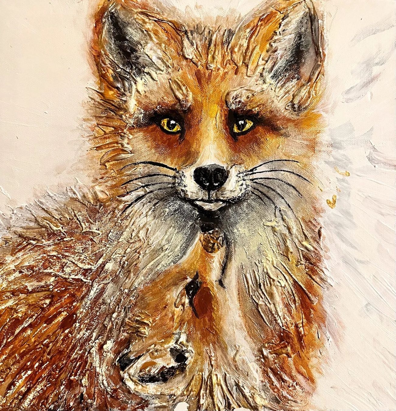 Gemälde: Fuchs mit Welpe – Neu (gemäss Beschreibung) aus Vaduz von valeole