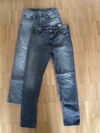 2 graue Kinderjeans lang Gr. 164, Marken WE Blue Ridge / H&M