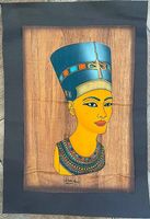 Ägyptischer Dunkel Papyrus Handgemalt Nofretete 68x50Cm