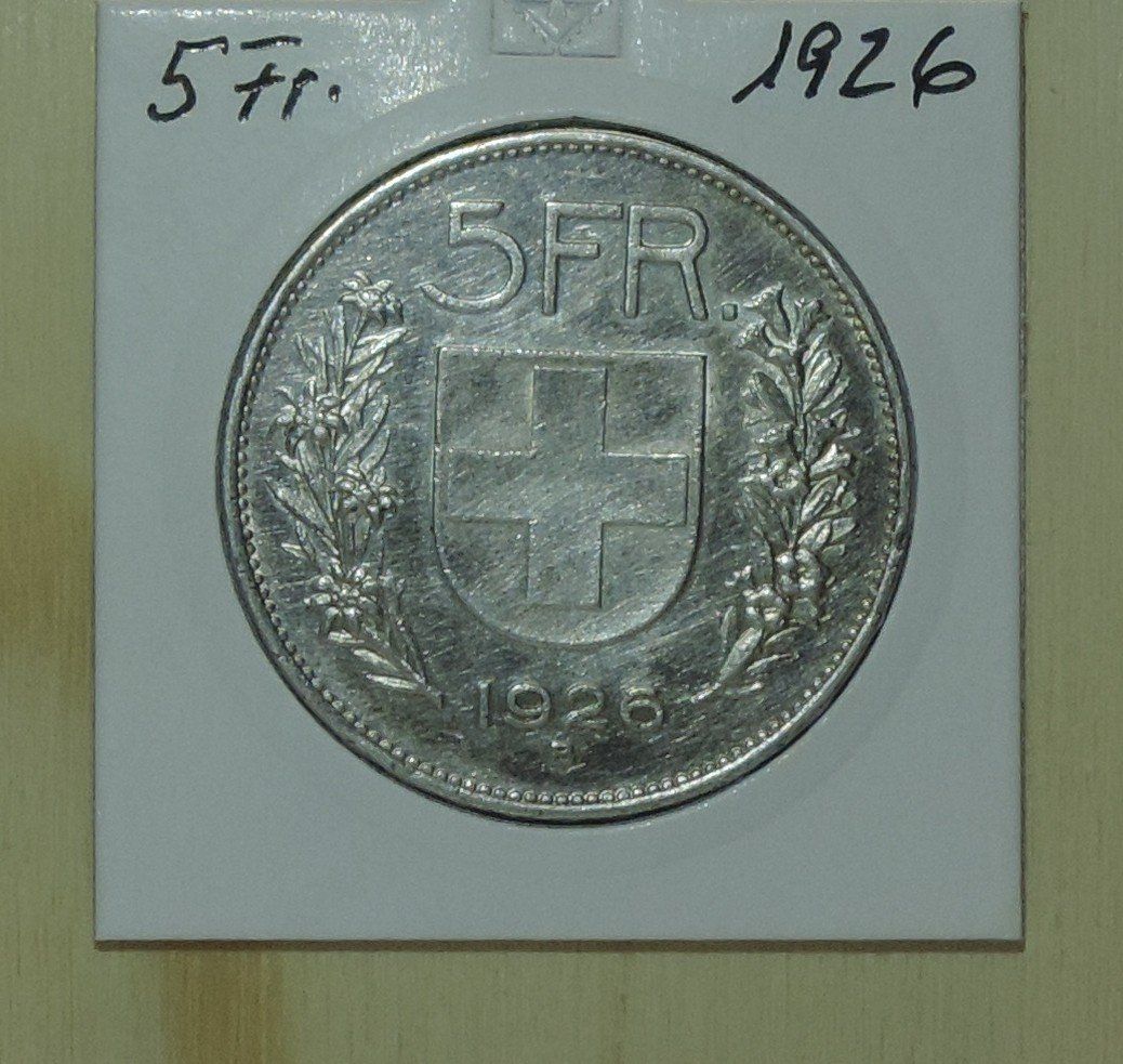 Alle Münzen: 5 Franken 1926 Silber – Gebraucht aus Gommiswald von Malediven2025 2