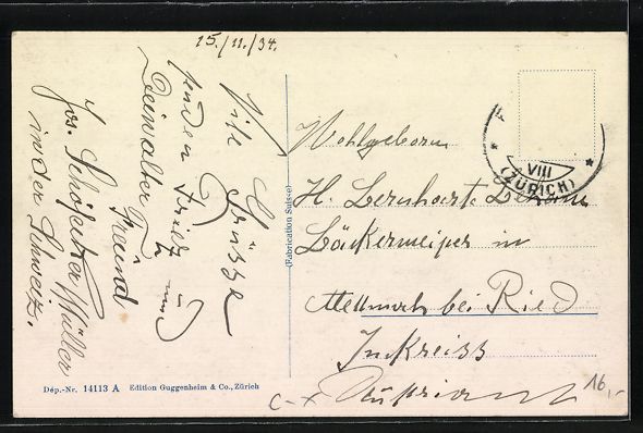 Cartoline postali: Zweisimmen, Parkhotel Mon Bijou, Propr.  – Usato da Berlin venduto da bartko-reher 1