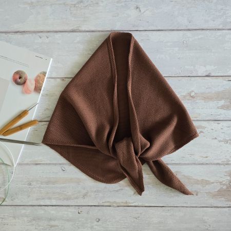 NEW Handmade Cotton Knitted Scarf, Brown Triangle Scarf