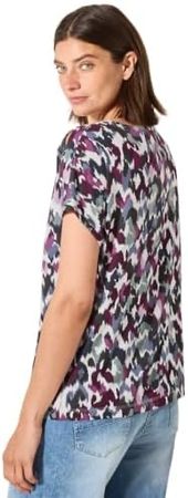 Women's T-Shirt multicoloured pattern short sleeve size L ne