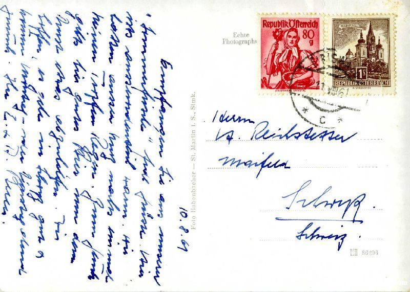 Cartoline postali: Eibiswald -Sommerfrische St. Martin 1961 – Usato da Emmenbrücke venduto da teestube 1