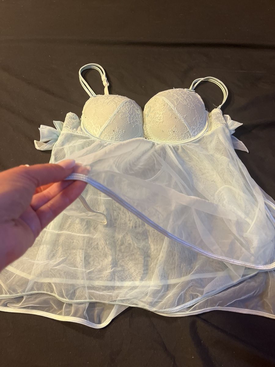 Sonstige Unterwäsche: Verführerisches Neglige, Gr. 70C, Hellblau, Spitze – Gebraucht aus Kaisten von saleforfun 7