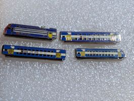 Ansteckpin 245: 4-er Set SBB Doppelstock Zug Eisenbahn