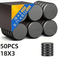 45 Stück 17×3 mm schwarze runde Magnete — Neu