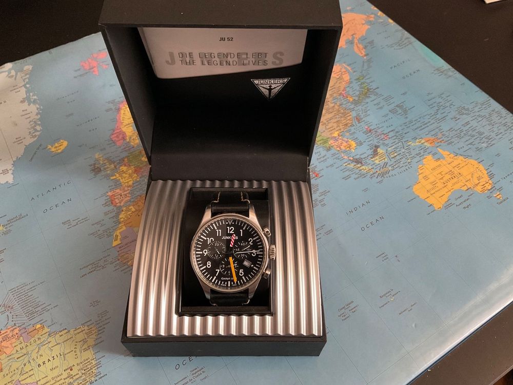 Junkers Cockpit Orologio Cronografo Al Quarzo Con Vetro Zaffiro, Cassa In Acciaio Inox Argento