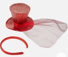 Mini Zylinder Fever rot mit Schleier und Haarreif neu!
