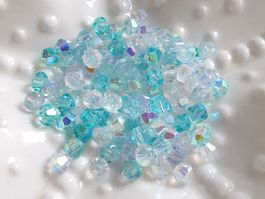 NEU =>100 Stk. Glas-Perlen 4mm SET "AQUA AB"