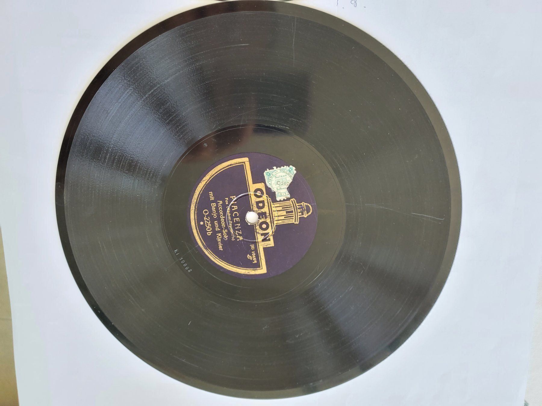 Schallplatten: Odeon Schellackplatte 1933 Accordeon solo + Banjo + Klavier – Gebraucht aus Unterägeri von 0alfa0
