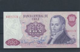 1983 Banknote, Chile - 100 Pesos", ungebraucht