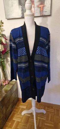 Damen Strickjacke, Gr. XL, blau gemustert, warm für Winte