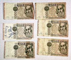 Italienische Lire, 1000er, 6 Stück, Vintage Sammlerstück