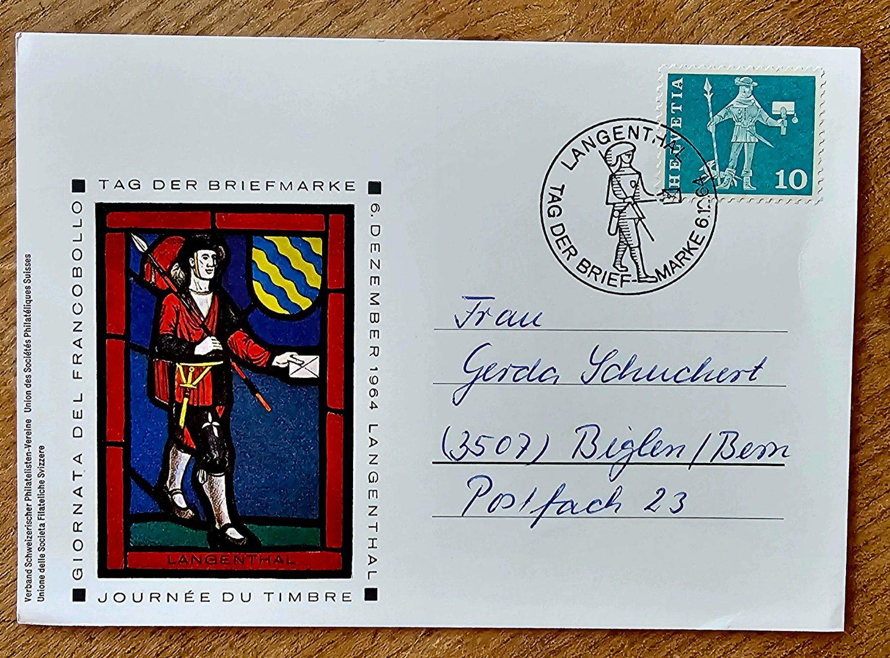 Alle Briefmarken: Karte TDB Langenthal 1964 – Gebraucht aus Les Valettes von Nuba1