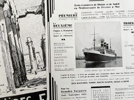 Kreuzfahrtschiff Fabre - 2 alte Werbungen / Réclames 1930