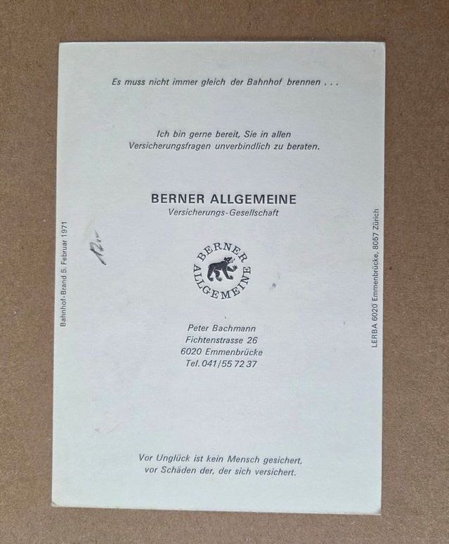 Cartoline postali: AK Ansichtskarte Bahnhof Brand Luzern – Usato da Schenkon venduto da Uhu007 1