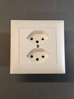 UP-Steckdose 2xT13  Feller EdizioDue Weiss / Abdeckung Neu
