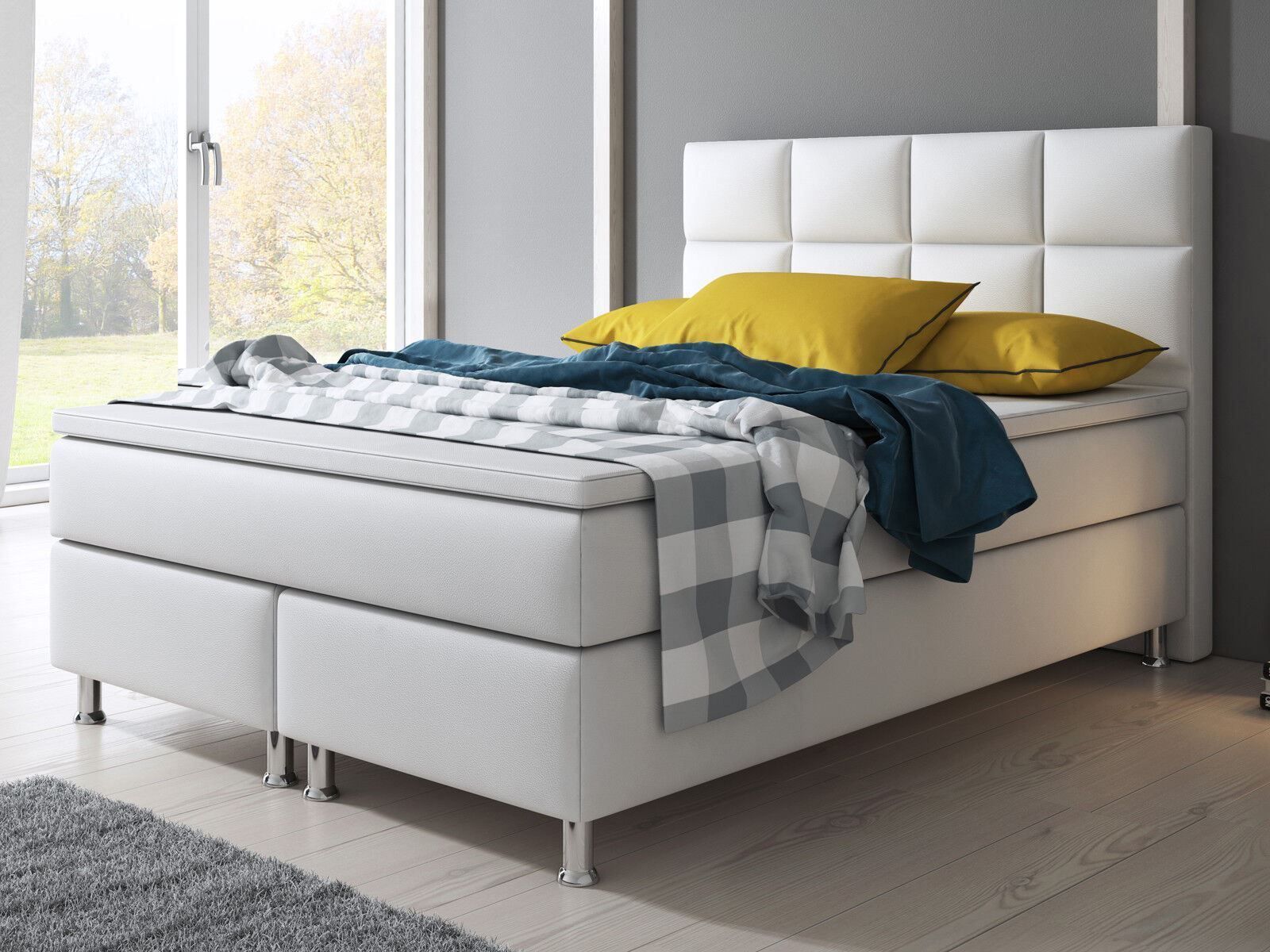 Letti: Boxspringbett 140x200 Kunstleder Weiss Box Springbett – Nuovo e nell'imballaggio originale da Wallenwil venduto da toesstal-vertrieb 2