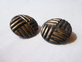 Grosse Vintage Ohrstecker, Holz, Modeschmuck
