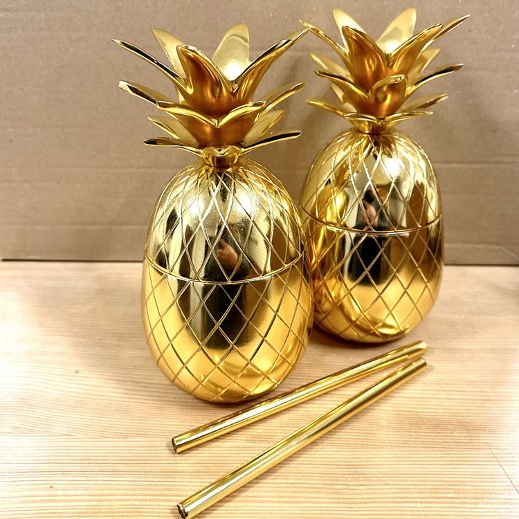 2 Cocktail Becher Pineapple aus Metall | Kaufen auf Ricardo