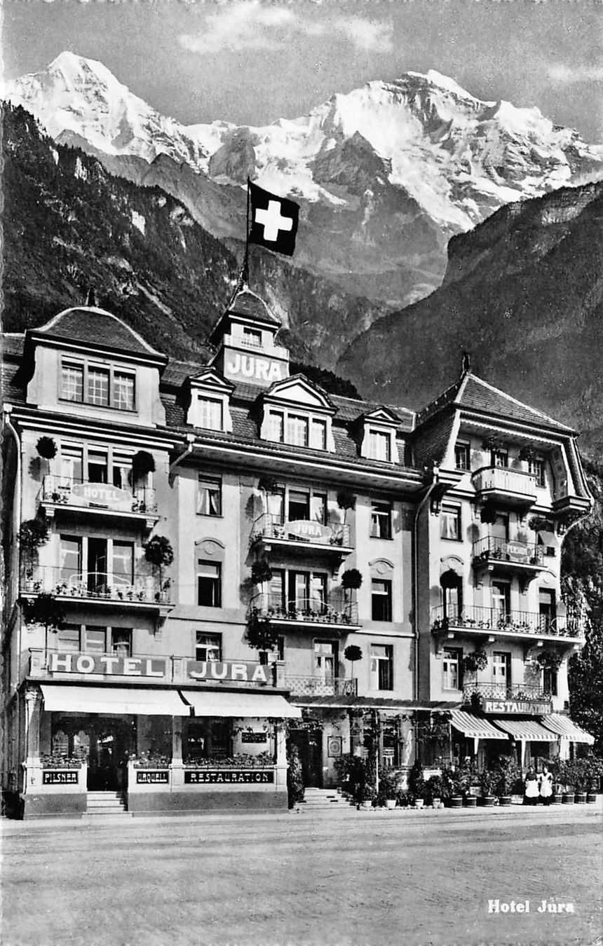 Cartoline postali: Interlaken, Hotel Jura – Usato da Ottikon b.Kemptth. venduto da Neptun1974